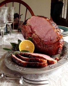 Mesquite-Smoked Ham with Mimosa Glaze smoker cooker recipe