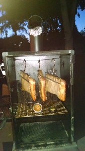 cold smoked bacon on 36 Lang BBQ Smoker Dexlue