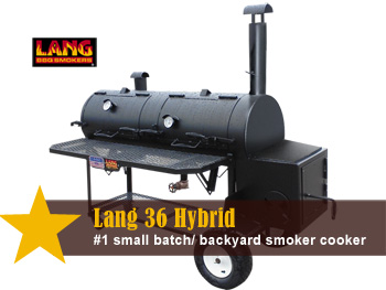 small backyard Lang BBQ Smoker cooker and charcoal grill