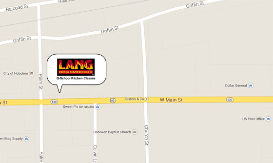 map of local roads near the Lang Farm in Hoboken GA